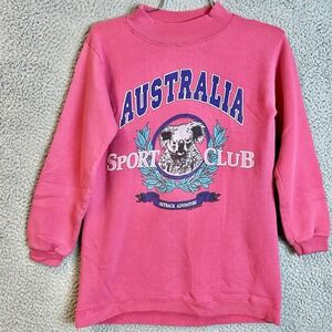 Vintage 90s Australia Sports Club Sweatshirt Women's One Size Pink Retro Graphic